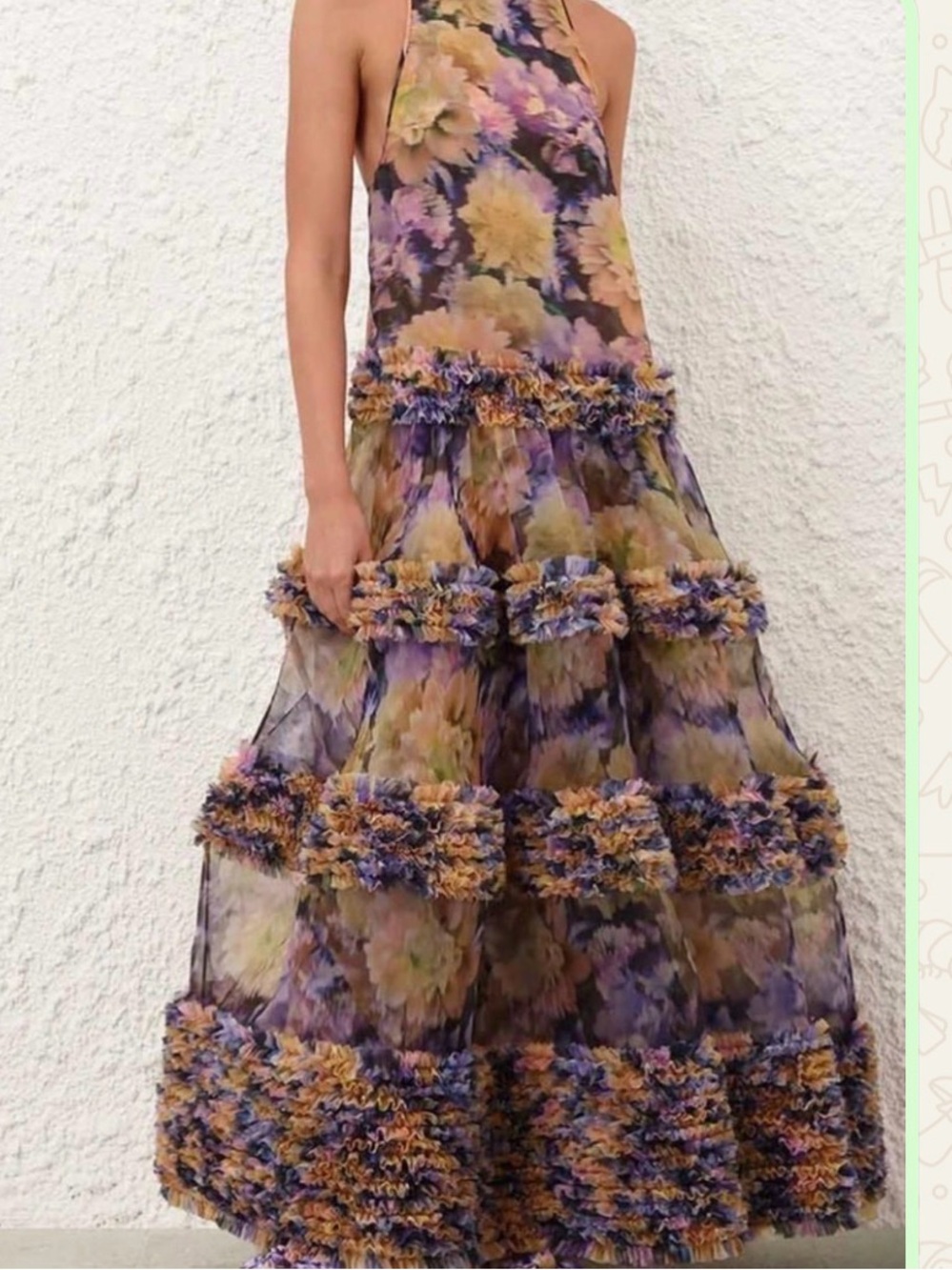 Zimmerman Luna Ruffle Silk Organza Maxi Dress size 2 AU size 6-8 USA - Picture 3 of 5